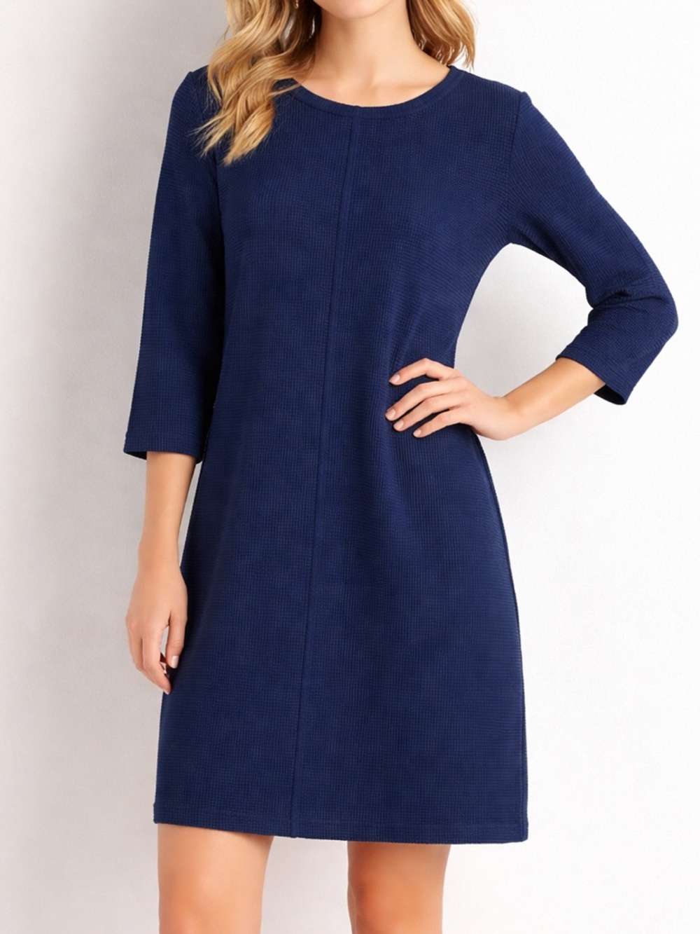 Vineyard Vines • Navy Ribbed Knit Dress Sz LG Preppy Casual Shift‎ Style